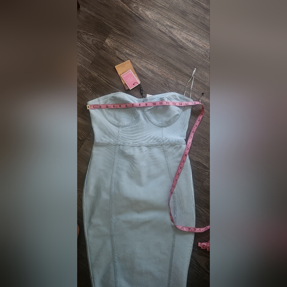 Elegant Baby Blue Strapless Bodycon Dress